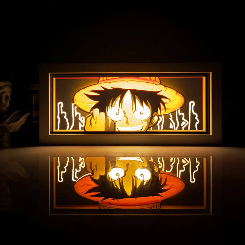 Anime One Piece Paper Cut Shadow Box Light Remote Control Model Multiple Colors Gamer Bedroom Decoration Party Present